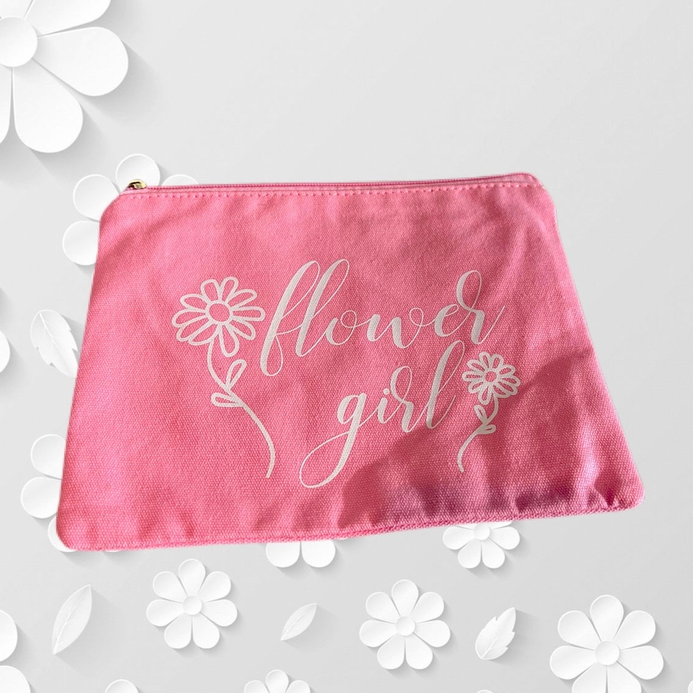Flower Girl bag with zipper, gift or gift holder for flower girl pink